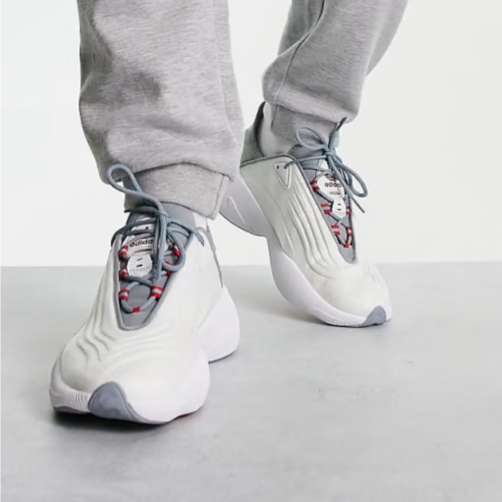 Stylish Gray and Red Sneakers